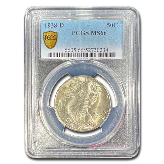 1938-D Walking Liberty Half Dollar MS-66 PCGS 1938-D Walking Liberty Half Dollar MS-66 PCGS